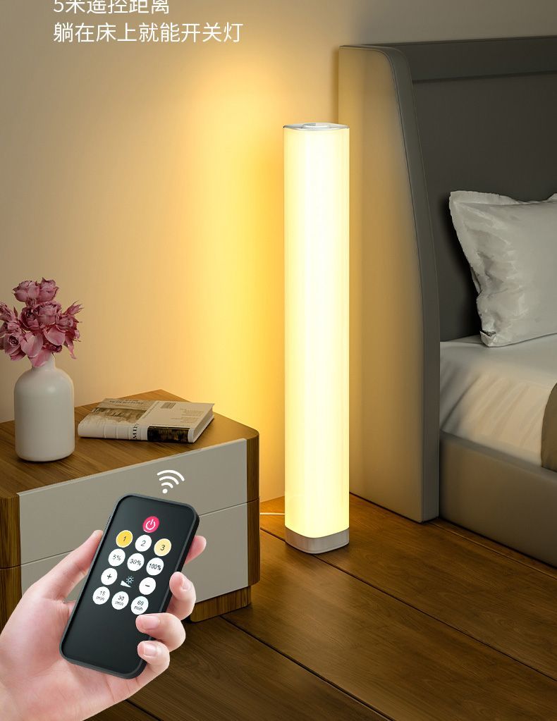 【Soft Light Illuminates the Home】Standing Floor Lamp ins Nordic Minimalist Remote-Control Bedside Lamp for Living Room Sofa and Bedroom Ambient Lighting