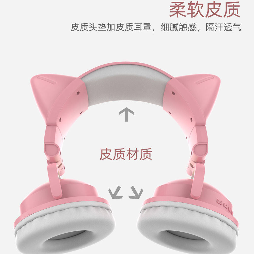 Headphone Head-Mounted Bluetooth E-Sports Games Chicken-Eating FireWire Sister Same Wireless Headset Cool Good-looking High-Profile Figure