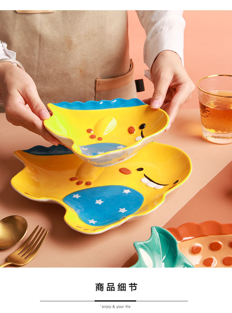 【4098People Collection】Aimeihui Cartoon Creative Dinosaur Shaped Bowl Household Children's Tableware Hand-painted Underglaze Craft Microwave Safe