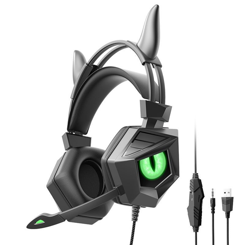 Demon Red Eye Computer3.5mm Audio Headset Over-Ear Gaming Microphone Sound Positioning