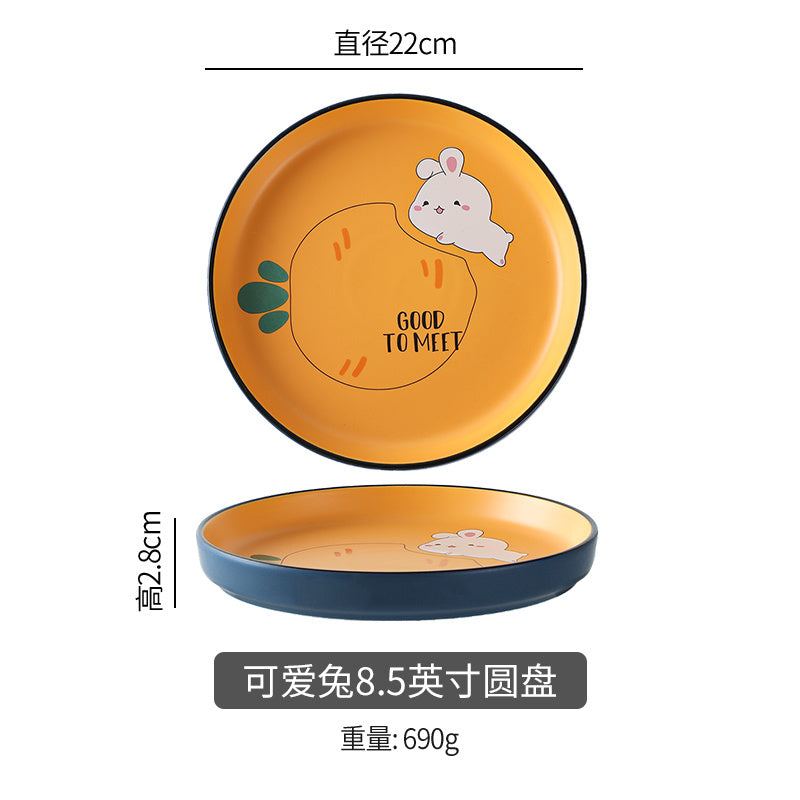 【3051People Collection】Good-looking Cute Rabbit Ceramic Tableware Combination Household Bowl Dish & Plate Suit Special Tableware Housewarming Gift