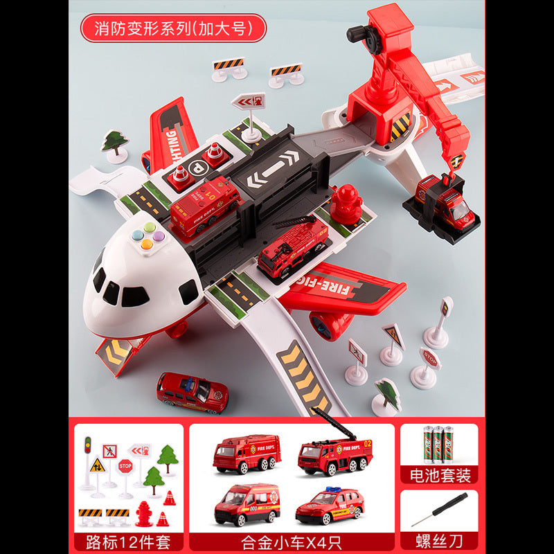 【3.5Ten Thousand People Praise】Large Deformation Storage Aircraft Toy Multifunctional Acousto-Optic Inertia Car Educational Children's Toys5Boy3-6Years Old