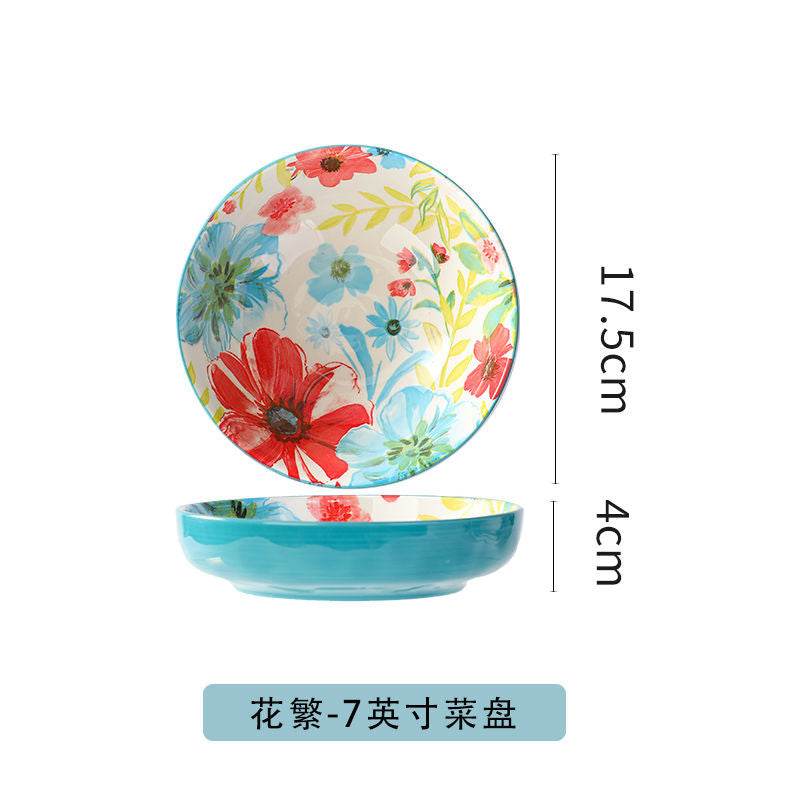 【1327Second-Time Repurchase】Ceramic Tableware Suit Internet Celebrity Combination Plate Household Creative Nordic Style Tableware Bowl and Plates Suit Instant Noodles Rice Bowl