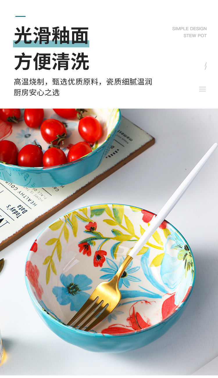 【1327Second-Time Repurchase】Ceramic Tableware Suit Internet Celebrity Combination Plate Household Creative Nordic Style Tableware Bowl and Plates Suit Instant Noodles Rice Bowl