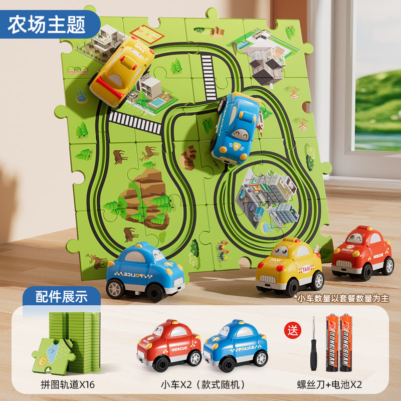 【1Ten Thousand People Praise】Children DIY Puzzle Electric Rail Car Toy Railway Car Baby Boy Assembly Puzzle Birthday Gift6