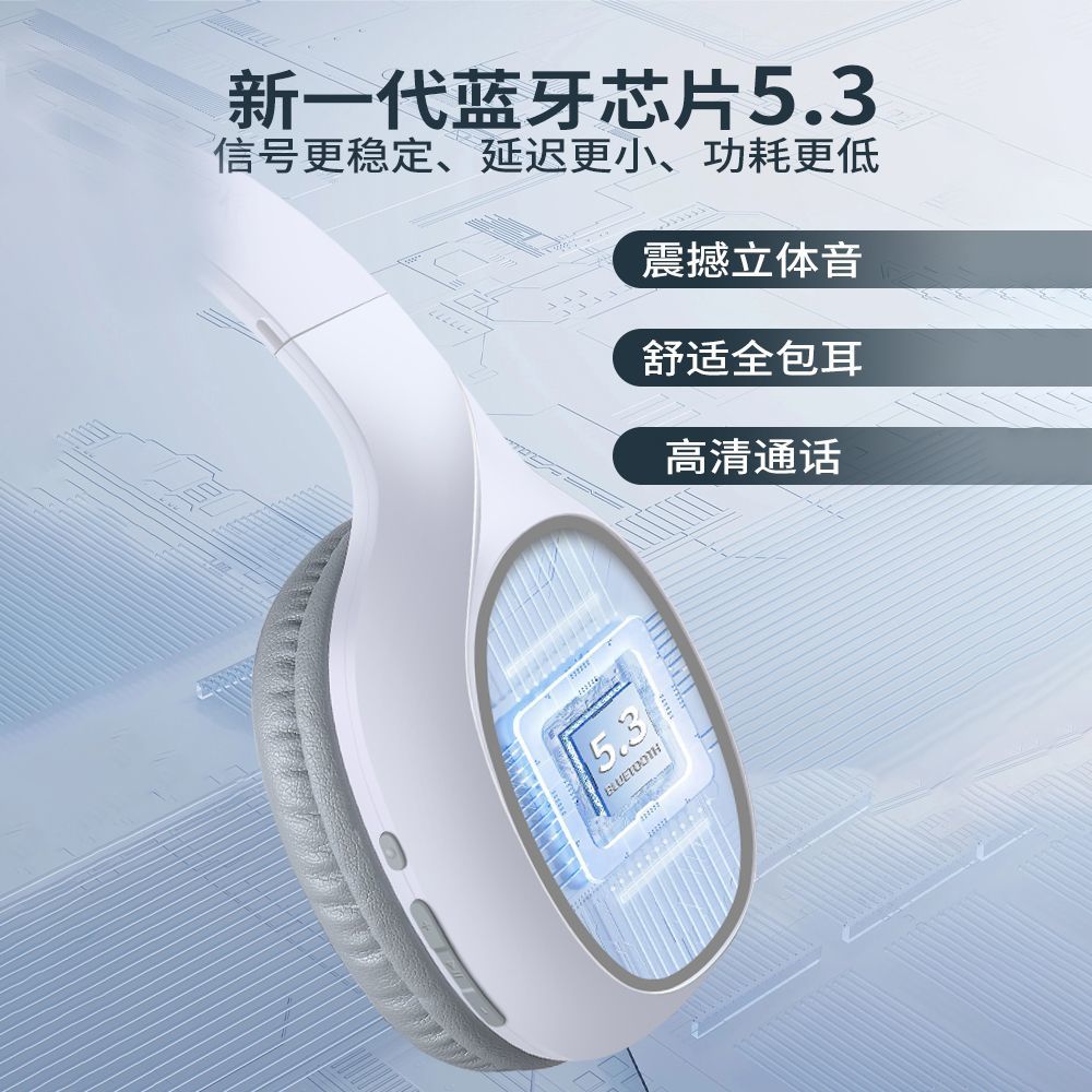 Headphones Over-Ear Bluetooth Android Apple Universal Wireless Student Gaming Music Long Battery Life Heavy Bass Headset