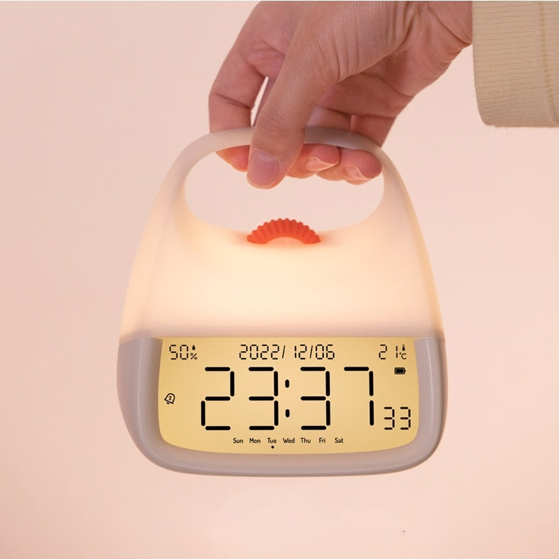 Orange Dot Alarm Clock Light Integrated Handheld Night Light 2-in-1 Clock Rechargeable Desktop Lamp with Timer Alarm Sleep Companion Light