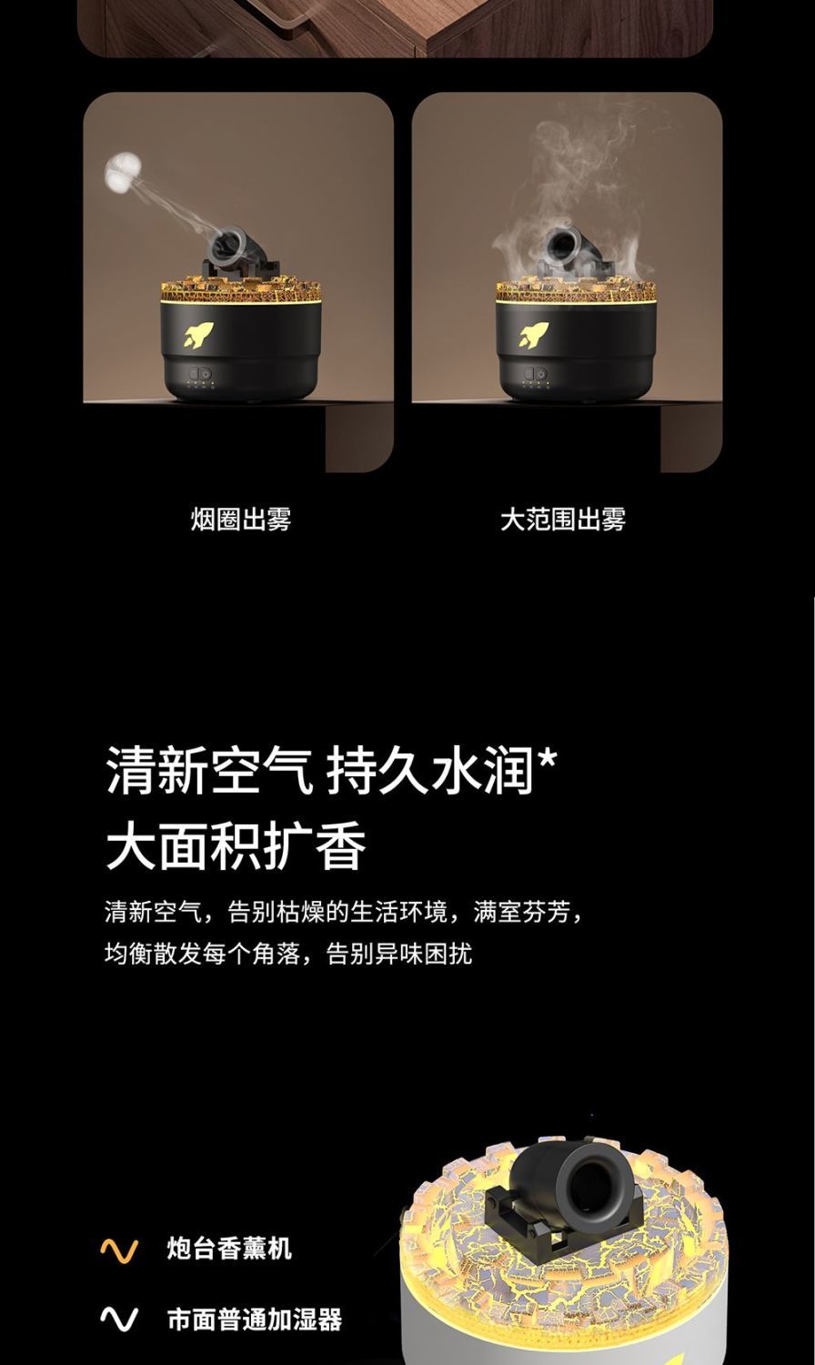 【Simulated Volcanic Lava】Creative Battery Aroma Diffuser Jellyfish Spit Smoke Ring Large Spray Desktop Bedroom and Household Aromatherapy Sleep Aid Air Humidifier