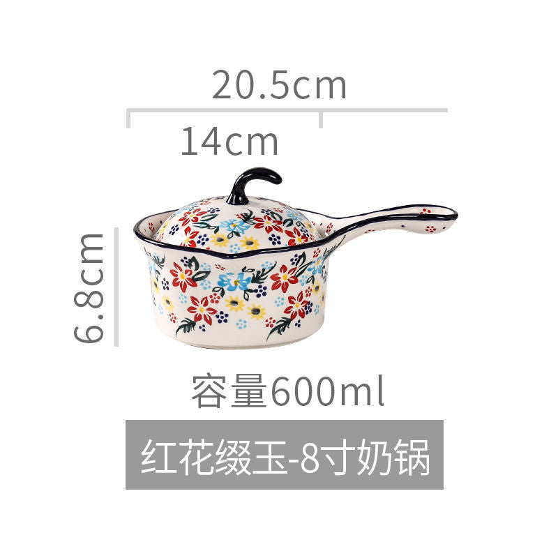 【7650People Collection】Foreign Trade Export Hand-painted Ceramic Bowl Plate Set Household Dining Bowl High-end Noodle Bowl Large Double-ear Soup Bowl with Lid