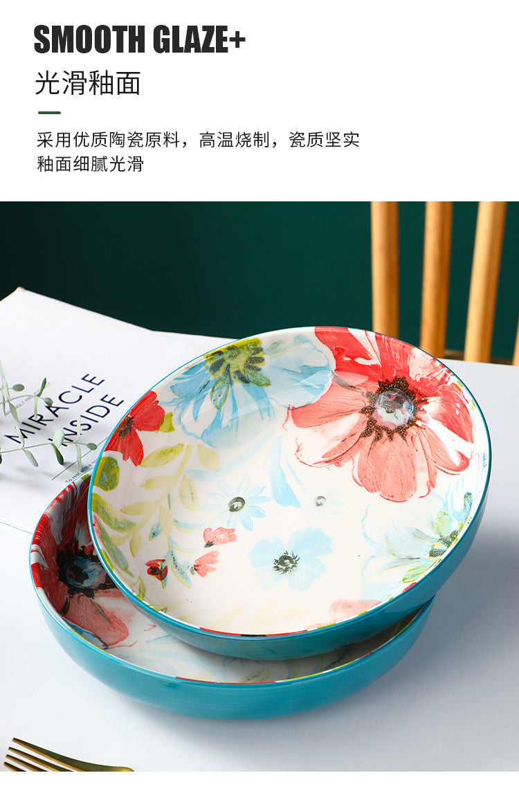 【1327Second-Time Repurchase】Ceramic Tableware Suit Internet Celebrity Combination Plate Household Creative Nordic Style Tableware Bowl and Plates Suit Instant Noodles Rice Bowl