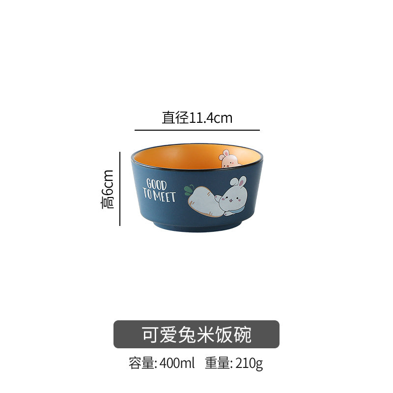 【3051People Collection】Good-looking Cute Rabbit Ceramic Tableware Combination Household Bowl Dish & Plate Suit Special Tableware Housewarming Gift
