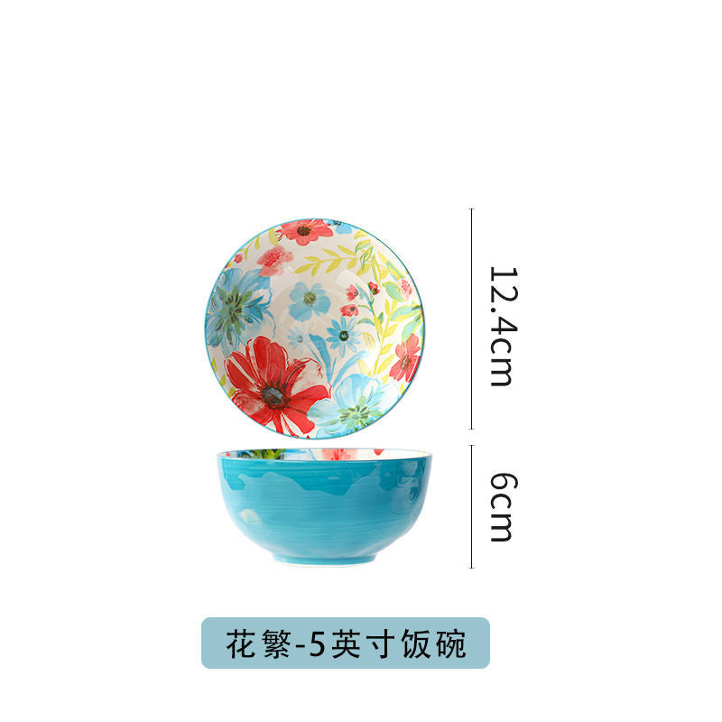 【1327Second-Time Repurchase】Ceramic Tableware Suit Internet Celebrity Combination Plate Household Creative Nordic Style Tableware Bowl and Plates Suit Instant Noodles Rice Bowl