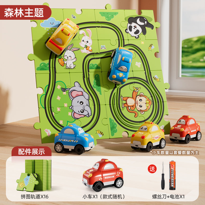 【1Ten Thousand People Praise】Children DIY Puzzle Electric Rail Car Toy Railway Car Baby Boy Assembly Puzzle Birthday Gift6