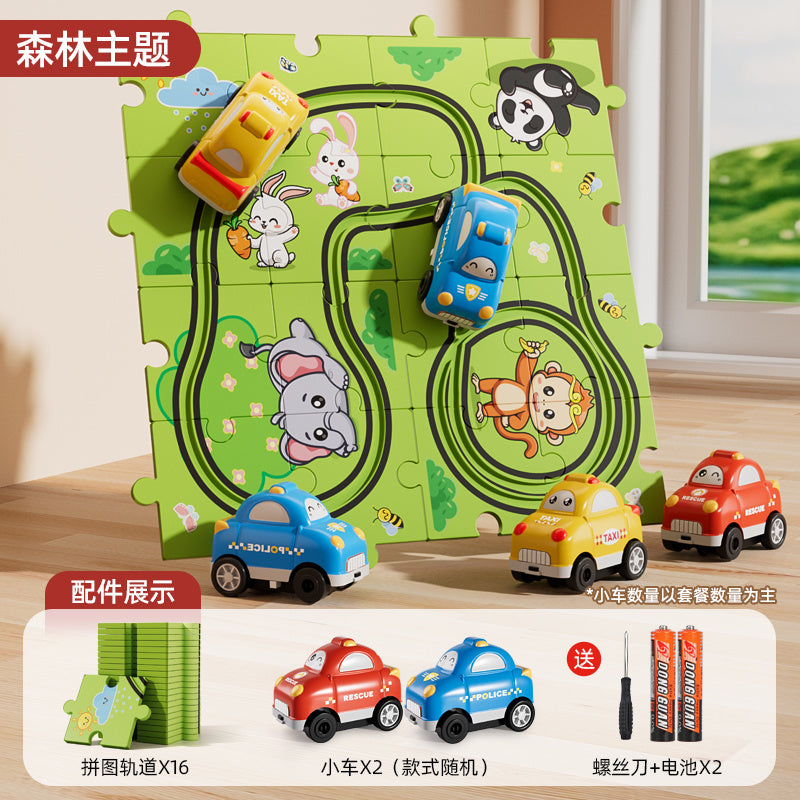 【1Ten Thousand People Praise】Children DIY Puzzle Electric Rail Car Toy Railway Car Baby Boy Assembly Puzzle Birthday Gift6