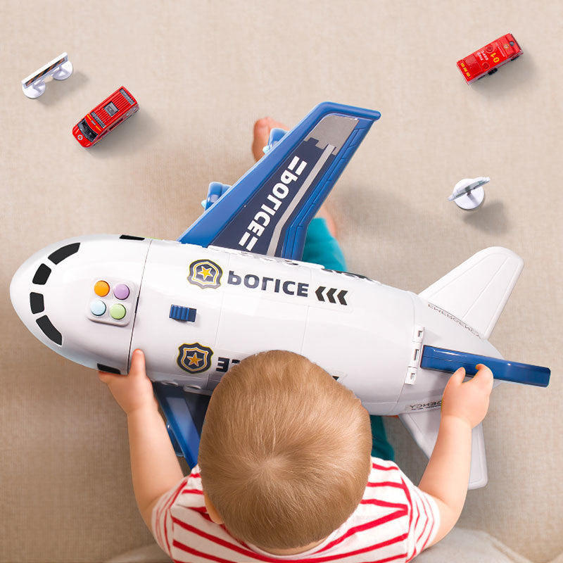 【3.5Ten Thousand People Praise】Large Deformation Storage Aircraft Toy Multifunctional Acousto-Optic Inertia Car Educational Children's Toys5Boy3-6Years Old