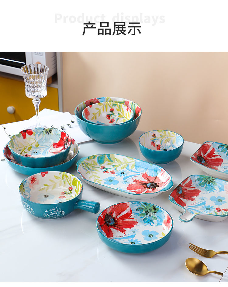 【1327Second-Time Repurchase】Ceramic Tableware Suit Internet Celebrity Combination Plate Household Creative Nordic Style Tableware Bowl and Plates Suit Instant Noodles Rice Bowl