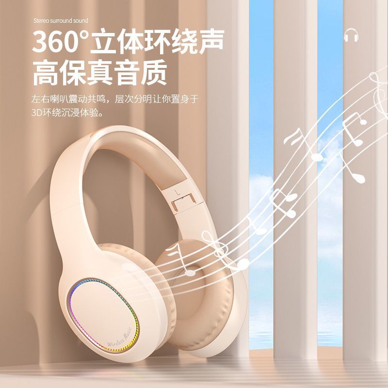 Popular Headband Bluetooth Earphones Wireless Headset High Aesthetic for Photography Android Apple Phone Computer Use
